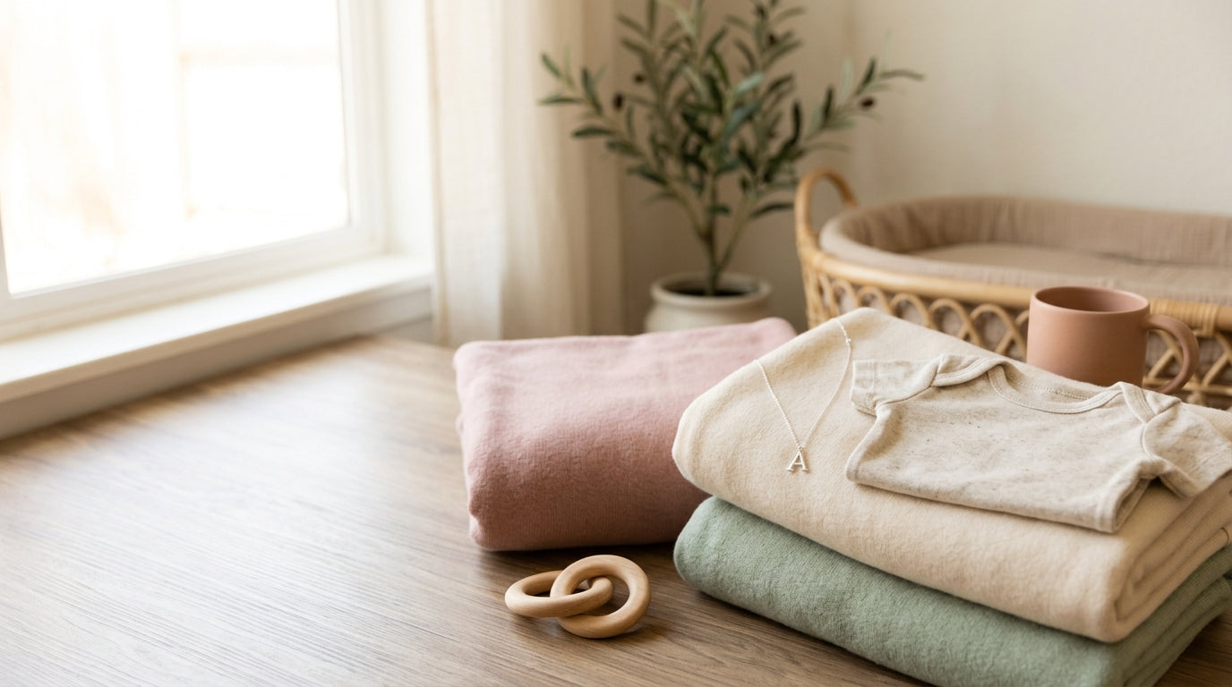 Jess looking stressed reading her phone at the kitchen island