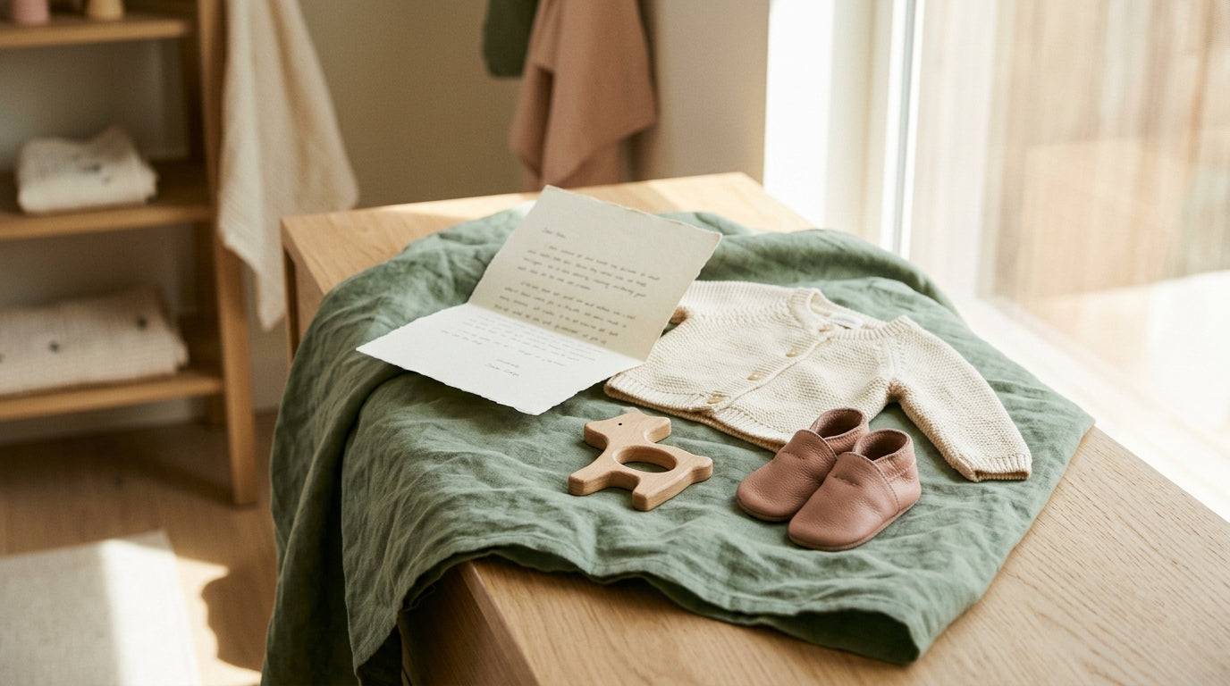 Exhausted dad looking at his phone while a baby chews on a silicone toy