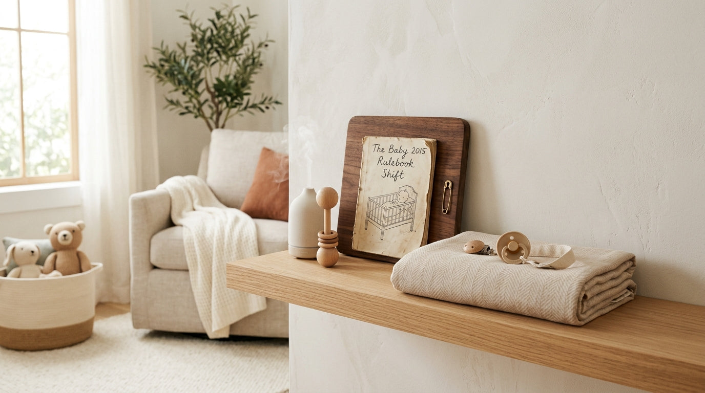 Exhausted dad feeding peanut butter to twin girls in a messy London kitchen