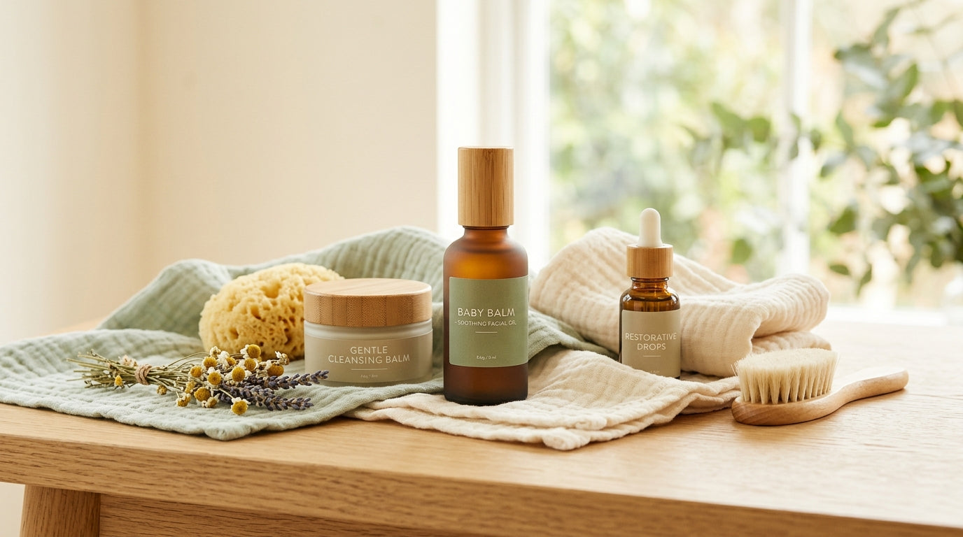 Close up of a sleeping newborn baby with slight red bumps on their cheek