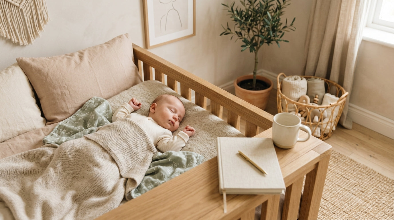 Dad looking bewildered while trying to diaper a baby boy in a leg cast