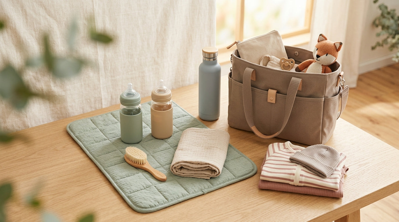 A confused dad holding twin girls looking at a small wild canine in a garden