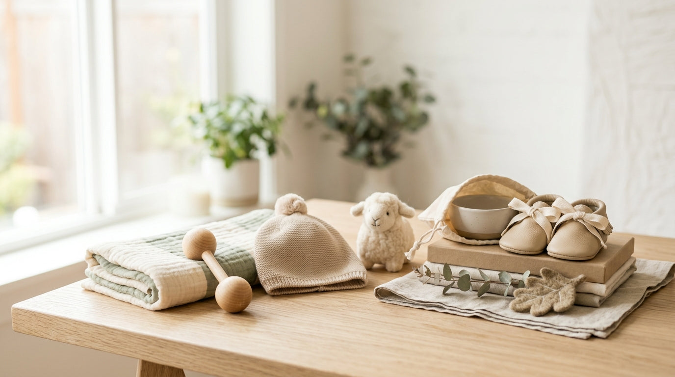 Exhausted dad holding two crying twins surrounded by useless musical baby toys