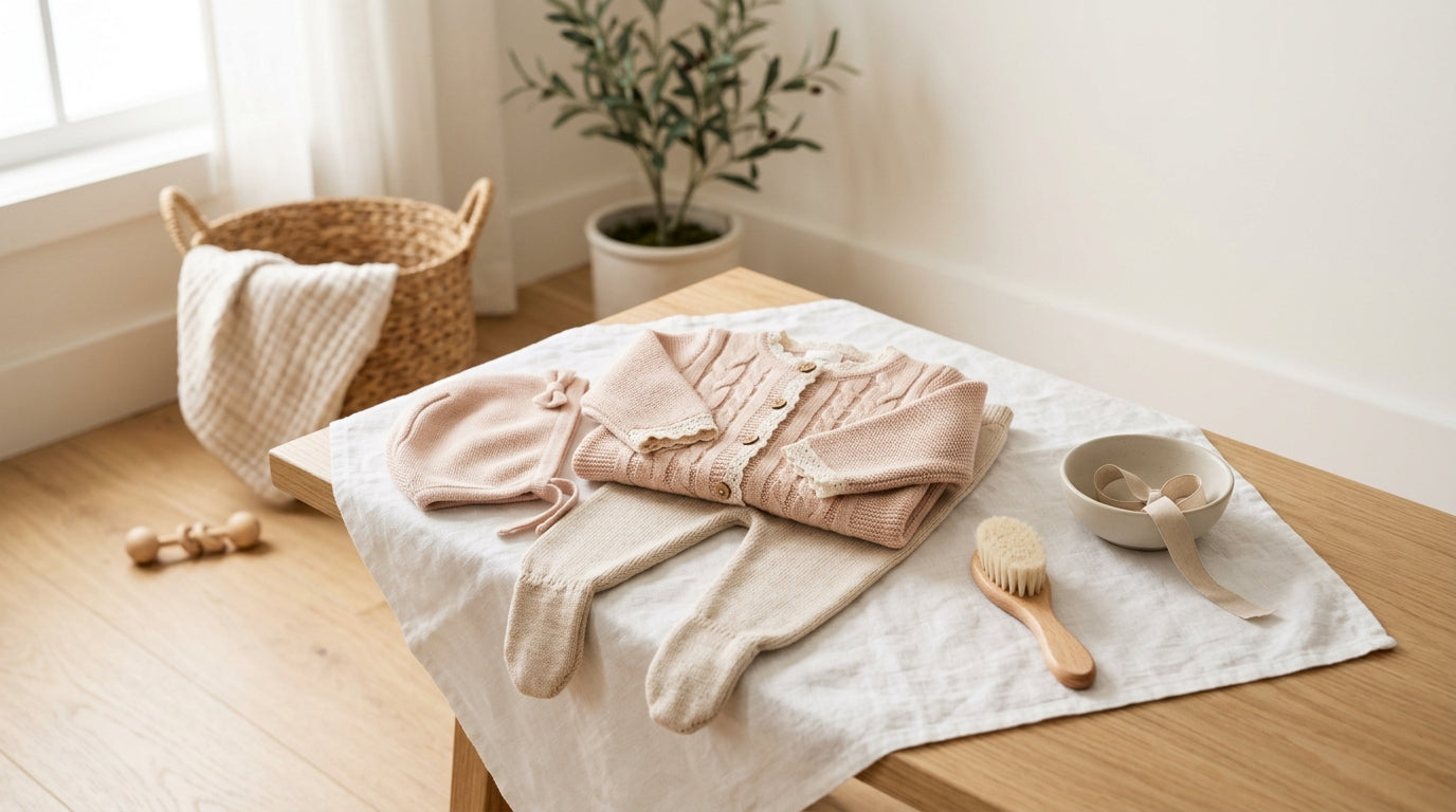 Frustrated dad trying to put a sweater on a squirming toddler