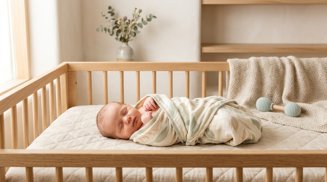Exhausted mom scrolling a baby meme on her phone in the dark