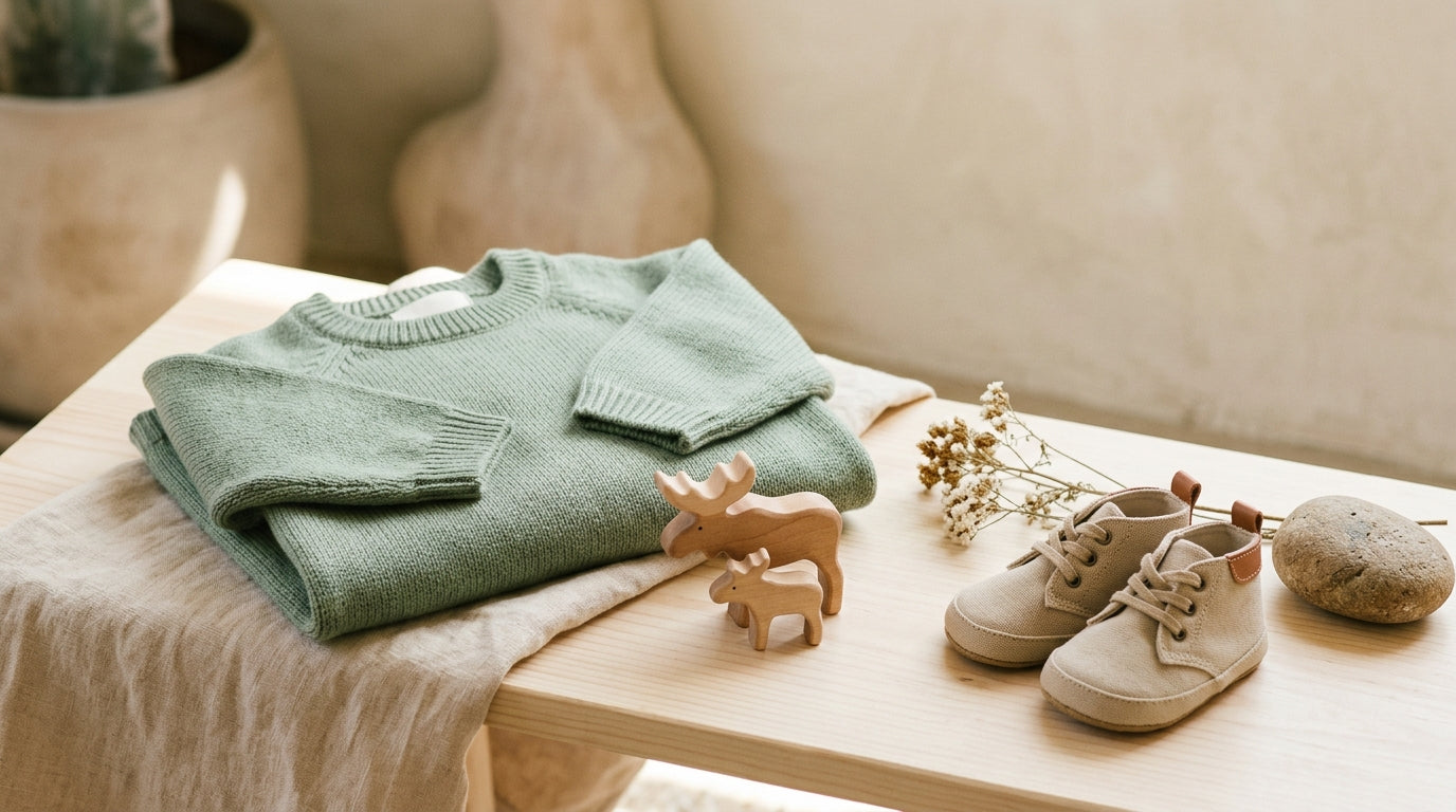 Stressed mom holding toddler on hiking trail looking for wildlife