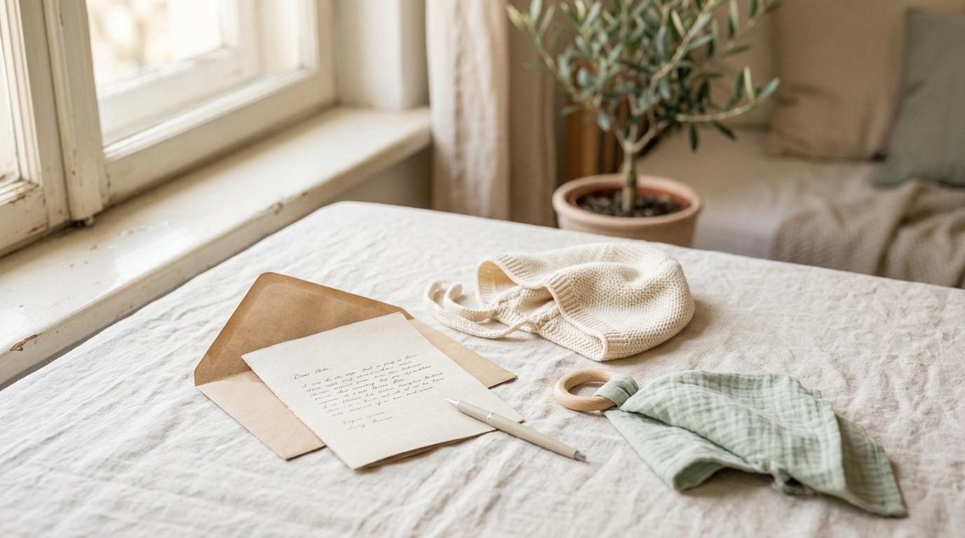 A faded yellow diamond sign melting onto the back window of a dusty family car