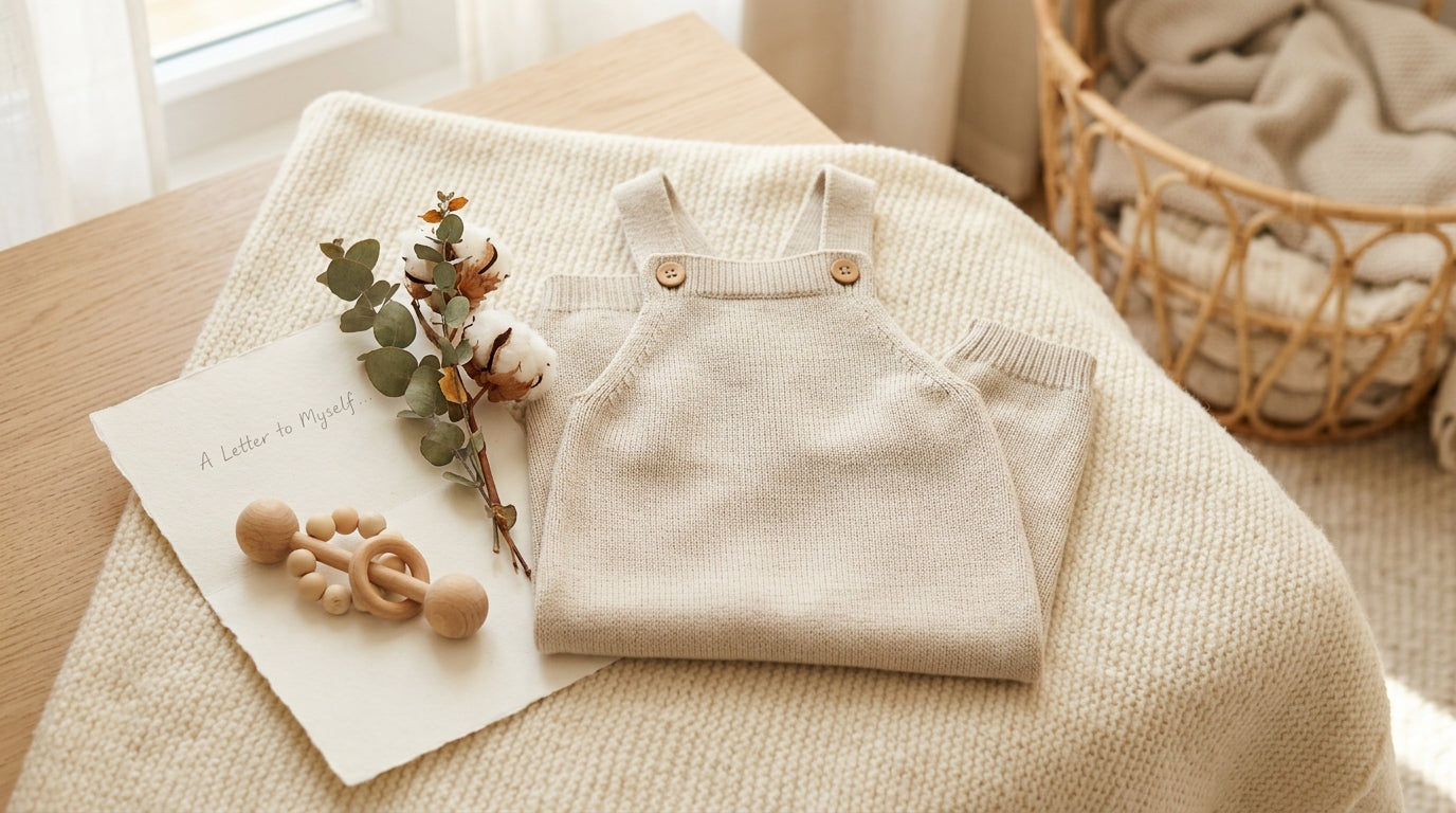 A frustrated dad attempting to dress twin girls in winter baby overalls.