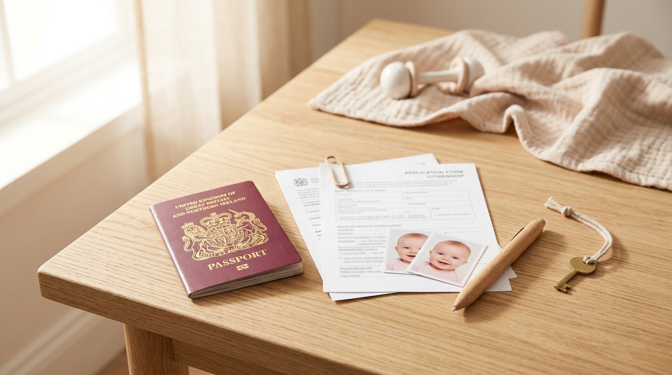 Infant lying on a white blanket looking confused during a makeshift photo shoot