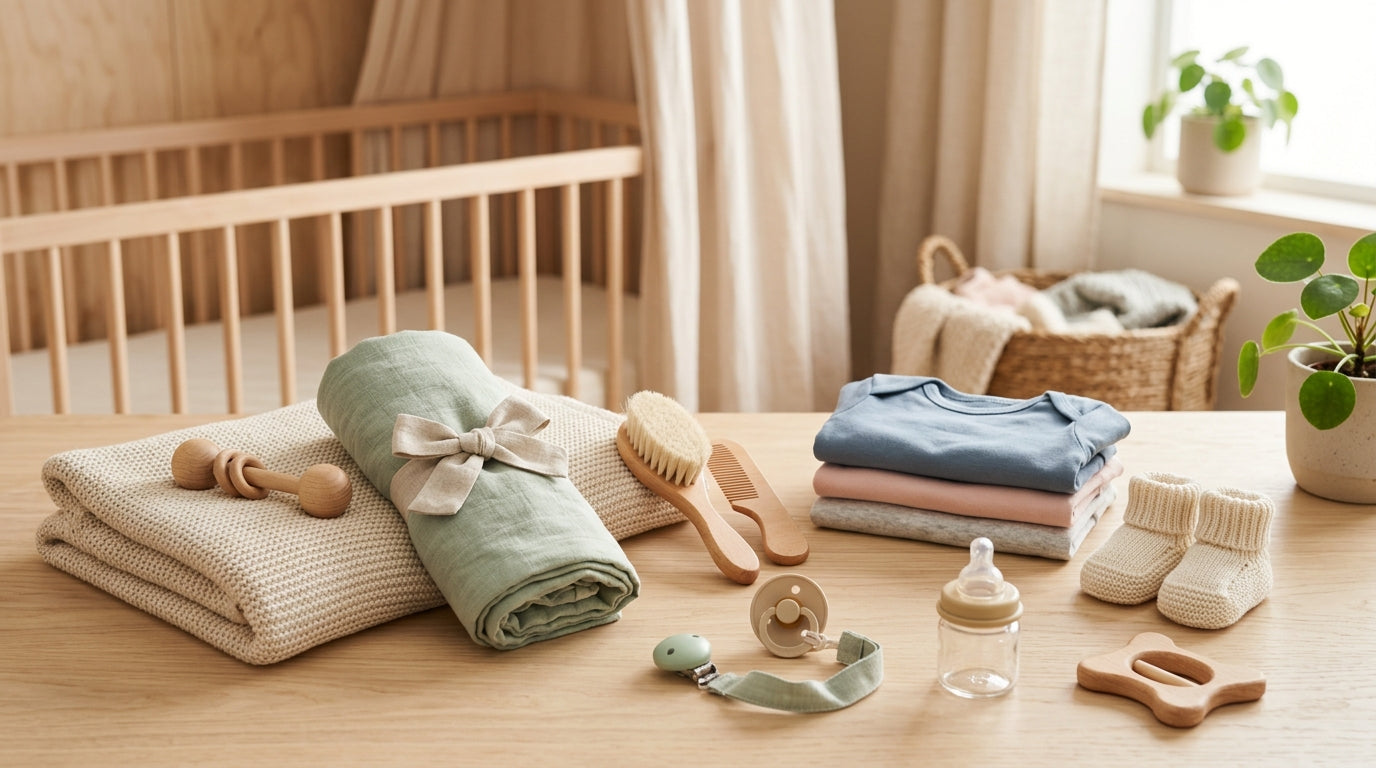 Overwhelmed pregnant mom staring at a baby registry list on her phone