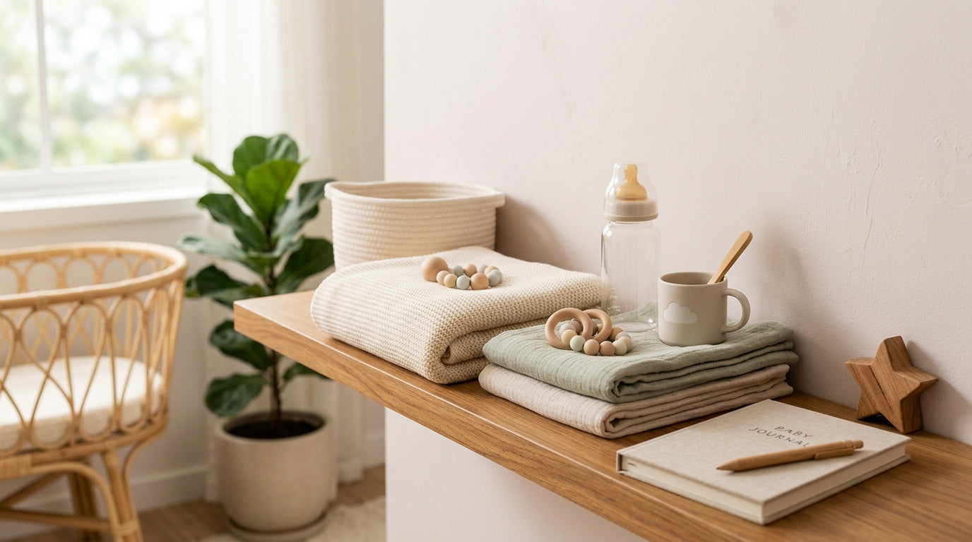 A messy nursery floor with empty cardboard boxes and a wooden play gym