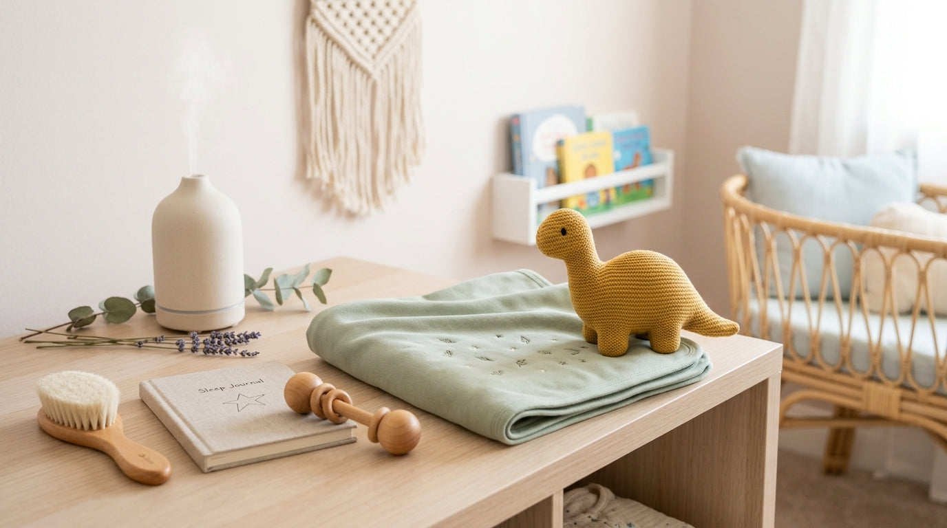 Exhausted dad researching baby Sinclair sleep advice while holding a teething infant