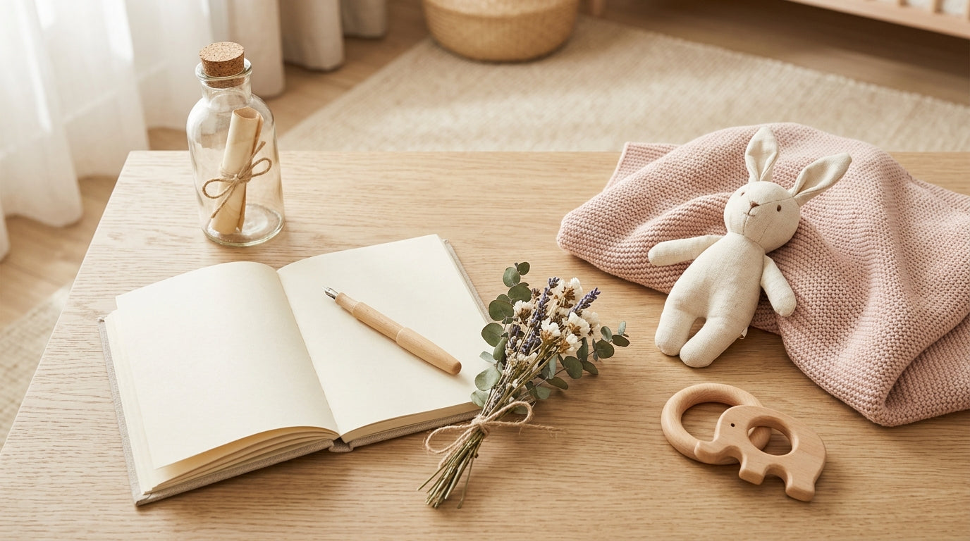 A toddler looking skeptical while sitting next to a newborn baby sister.