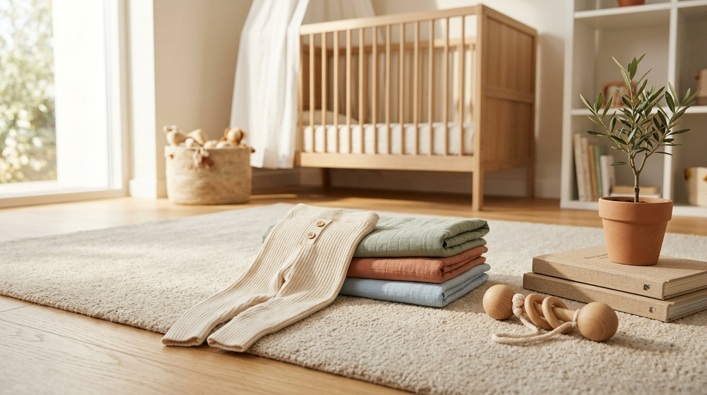 Sarah holding a cold coffee while her toddler runs pantsless down the hallway