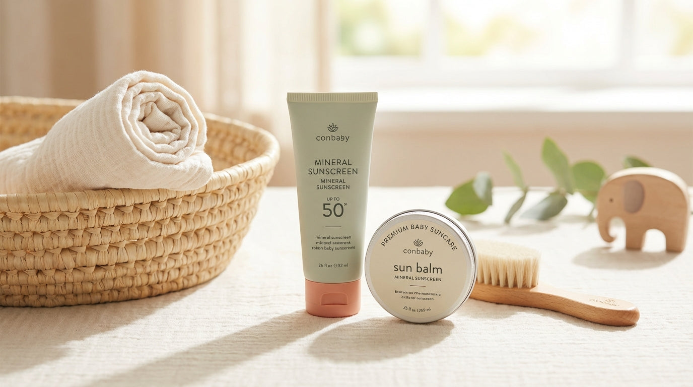 Dad attempting to apply thick white mineral cream to a squirming toddler