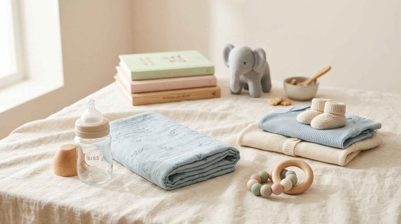 A very sticky toddler looking confused while holding a rib