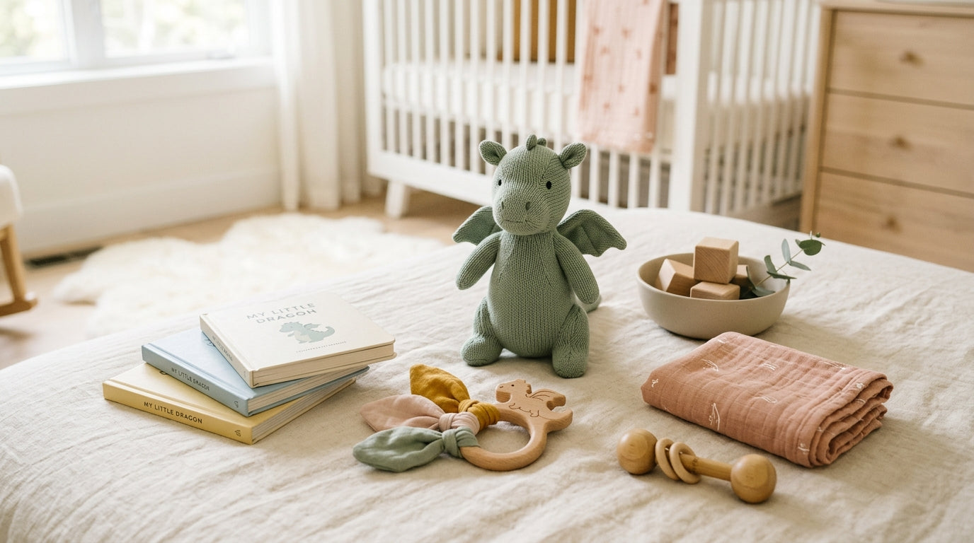 Tired dad looking at a smartphone screen showing a digital baby dragon game