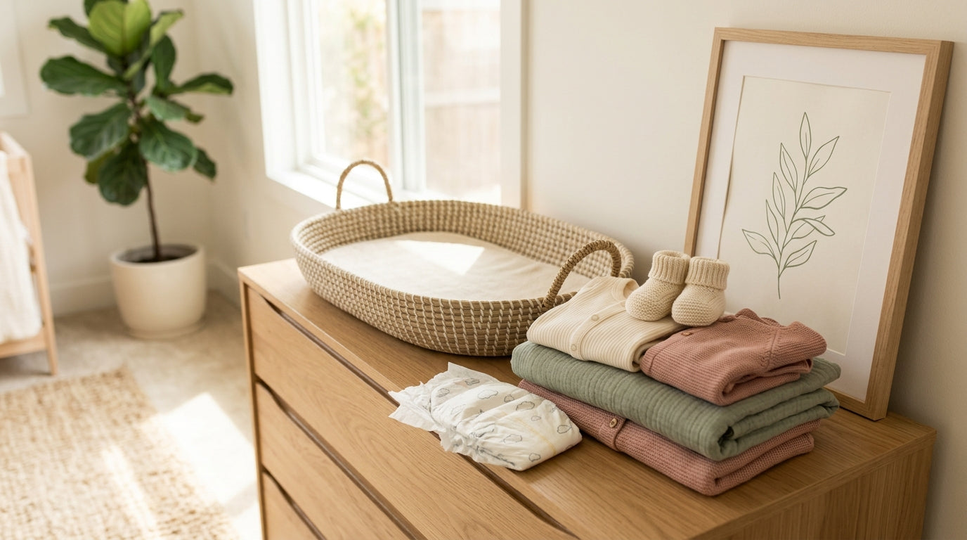 A messy living room floor with a half empty coffee mug next to a wooden baby play gym
