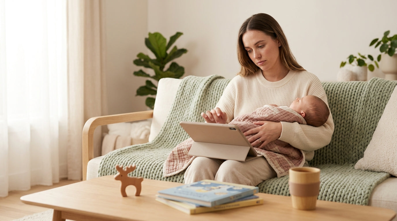 A stressed British father staring in horror at a television remote control