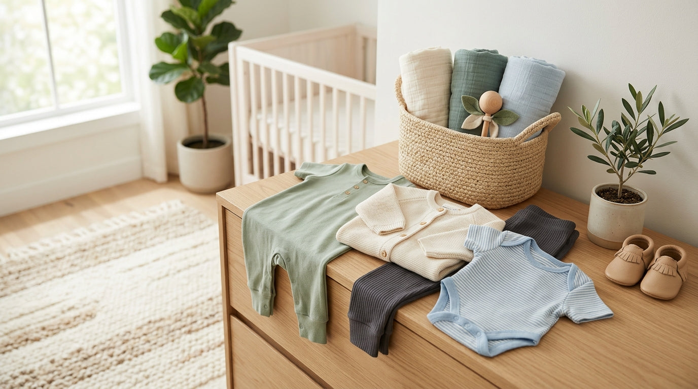 Chunky baby boy thighs in comfortable organic cotton retro ribbed shorts