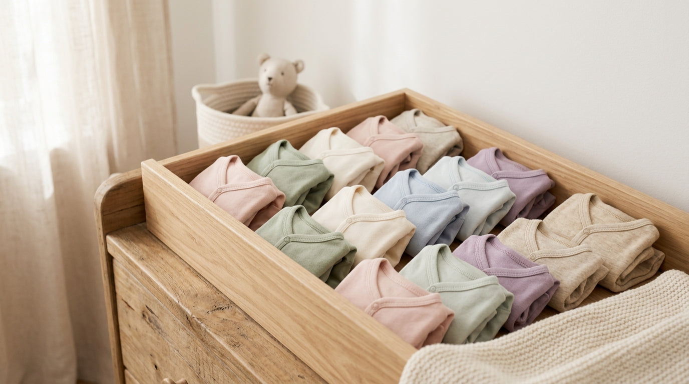 A soft organic cotton blanket with a subtle squirrel print on a nursery chair
