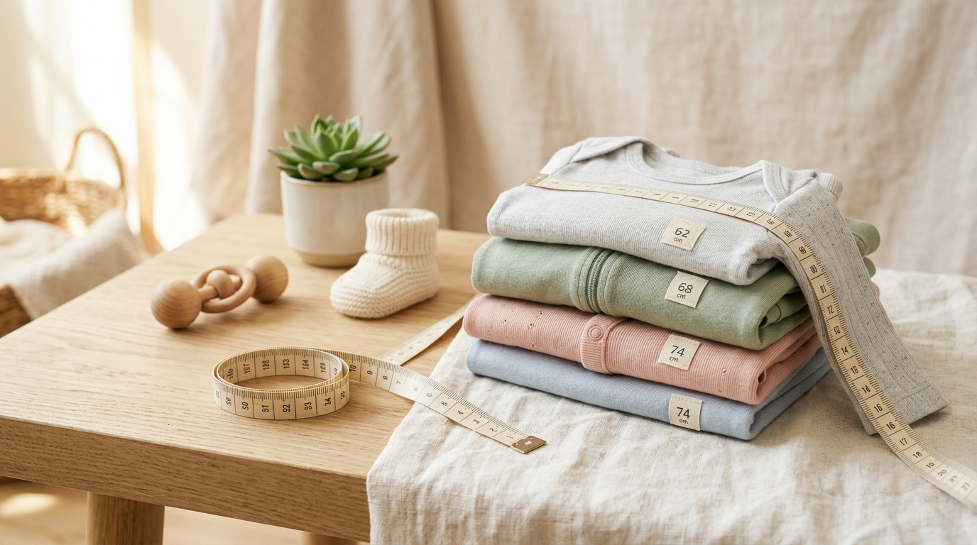 Confused dad looking at tiny baby clothes and a measuring tape