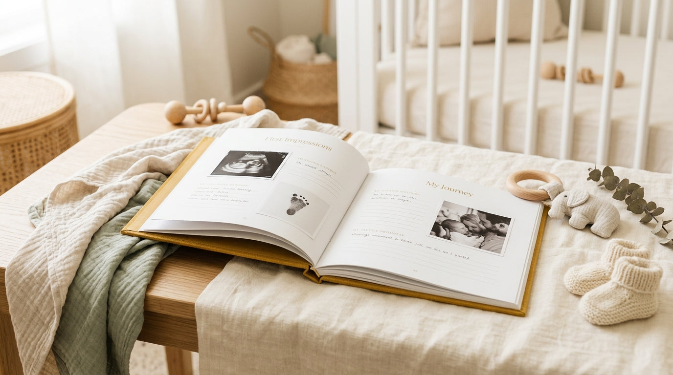Tired parents sitting on the floor of a messy baby nursery at night