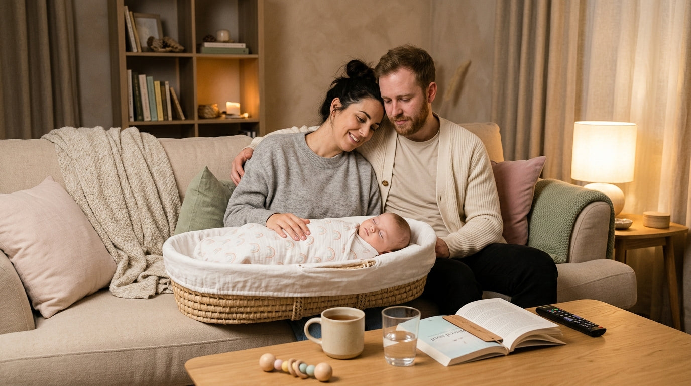 Dad covered in purple alginate powder holding a squirming twin