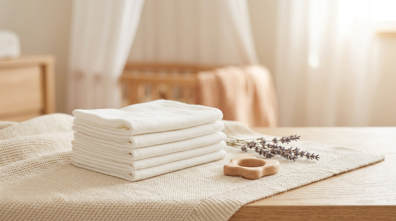 Exhausted dad staring at a massive pile of wet wipes in a messy London nursery