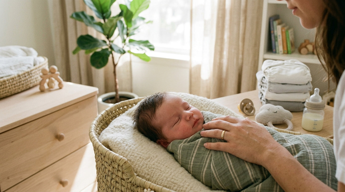 Marcus holding an 11-month-old baby next to a smartphone showing a viral internet meme