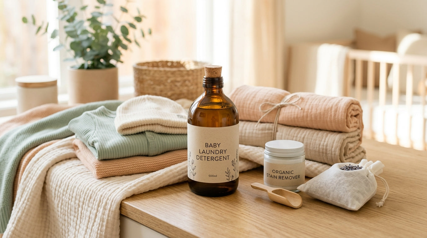 A huge pile of stained baby clothes sitting on a washing machine next to a cold cup of coffee.