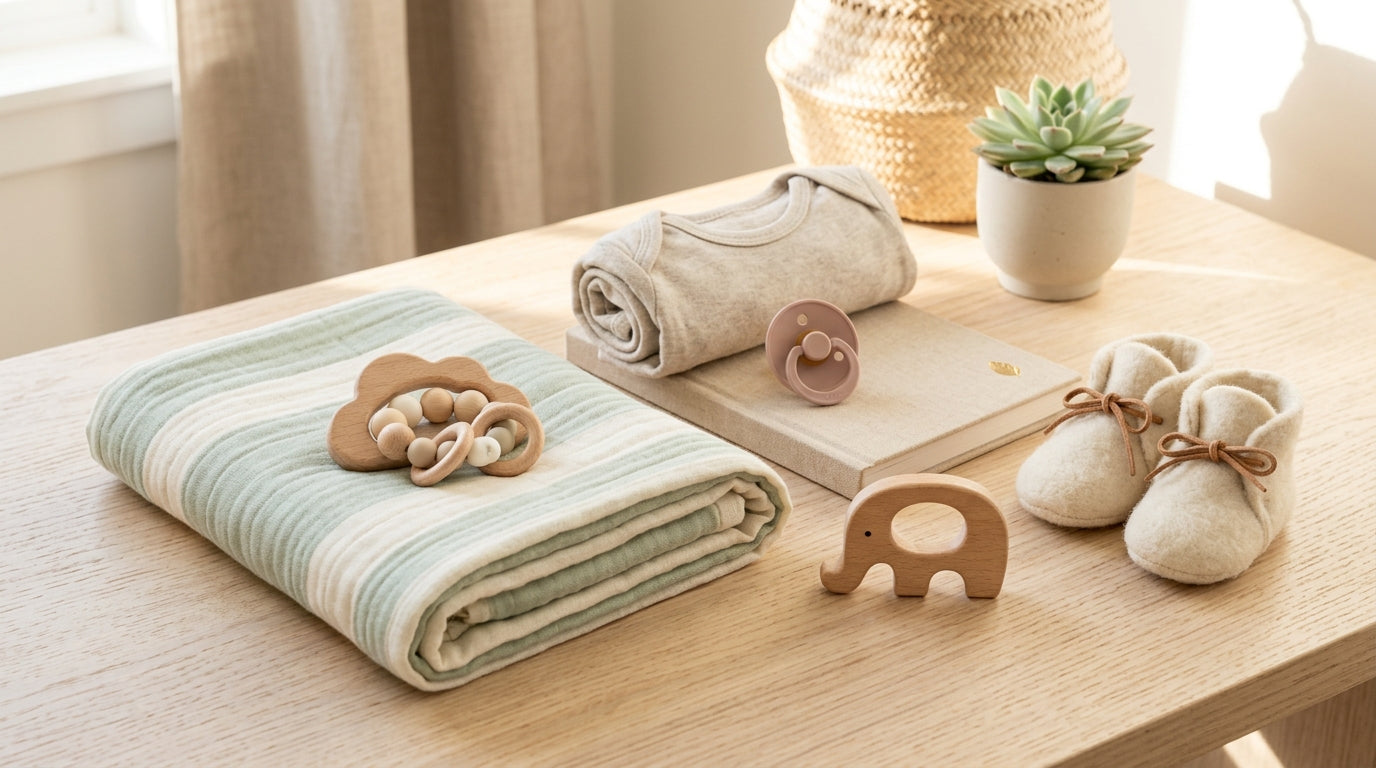 Pregnant mother looking exhausted sitting near a pile of pink baby shower decorations