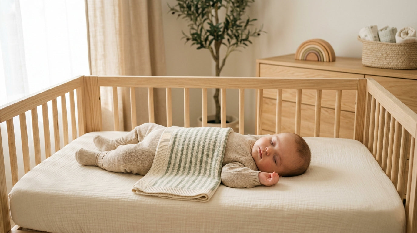 A very tired British dad trying to swaddle a wriggling newborn baby.