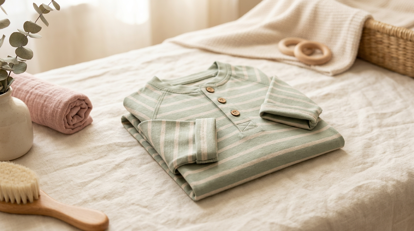 A frustrated mom holding a baby wearing a wide brim sun hat and UPF shirt