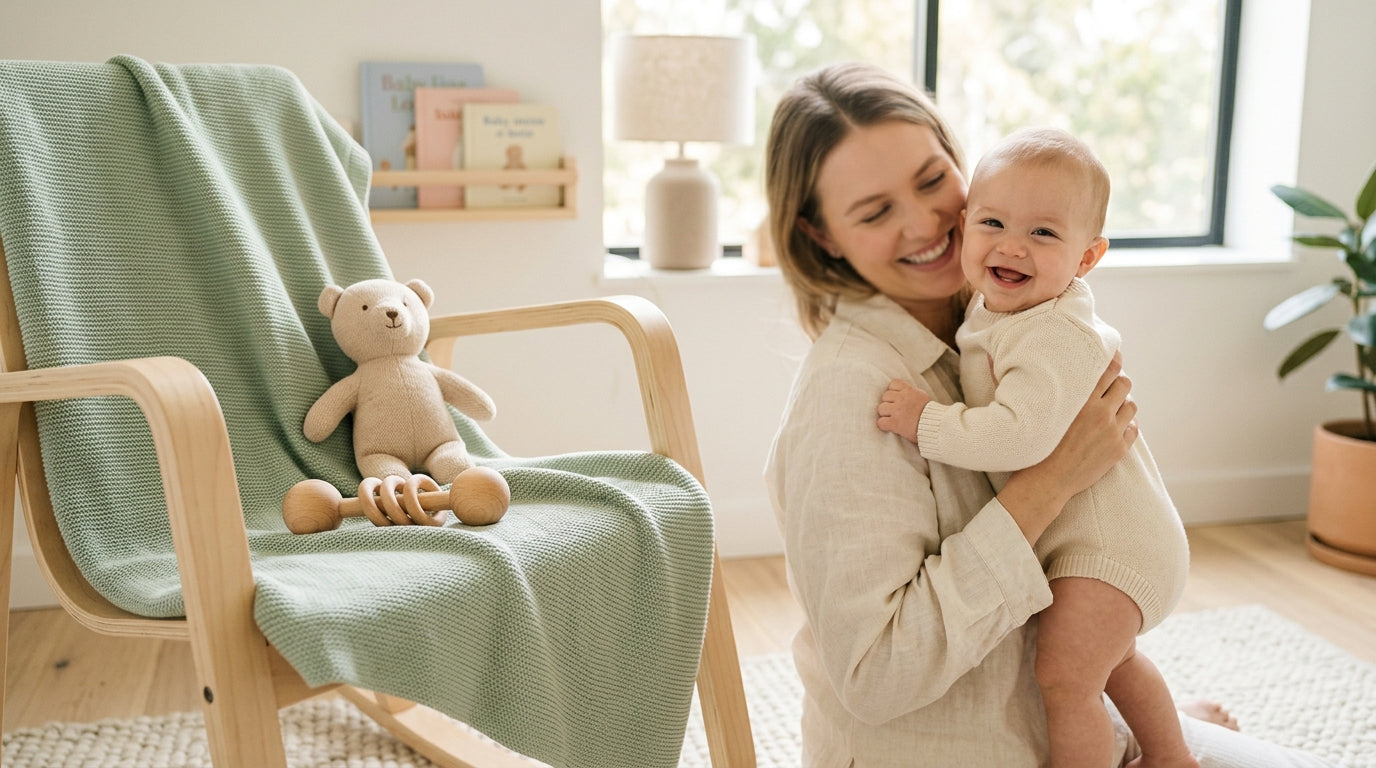 Close up of a real infant with chubby cheeks and normal baby acne.