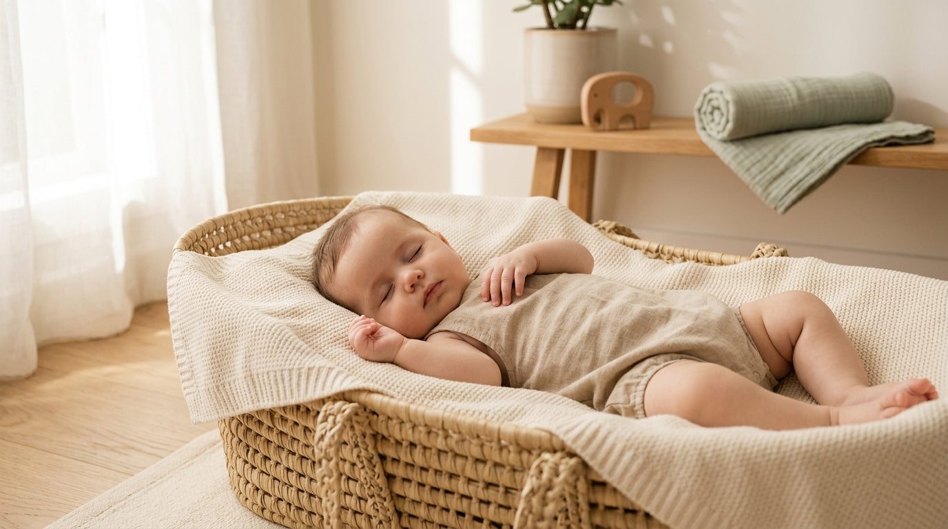 Tired dad holding a silicone panda teether while researching baby naming rules