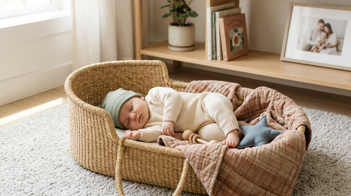 Toddler looking at a blank wooden toy instead of a digital tablet screen