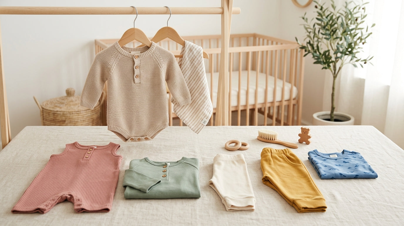 Toddler throwing a tantrum over wearing pants next to a pile of outgrown clothes.
