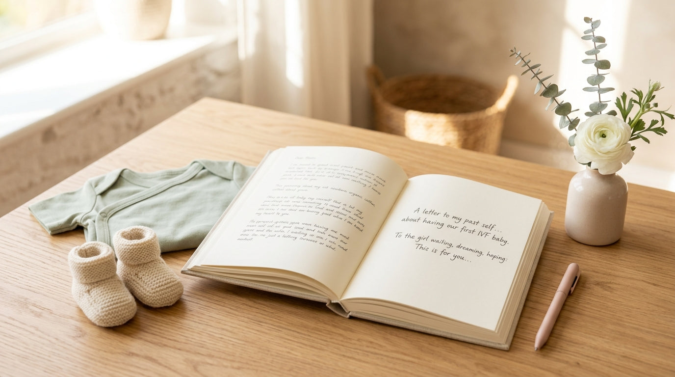 A messy bathroom counter with a coffee mug and a baby onesie