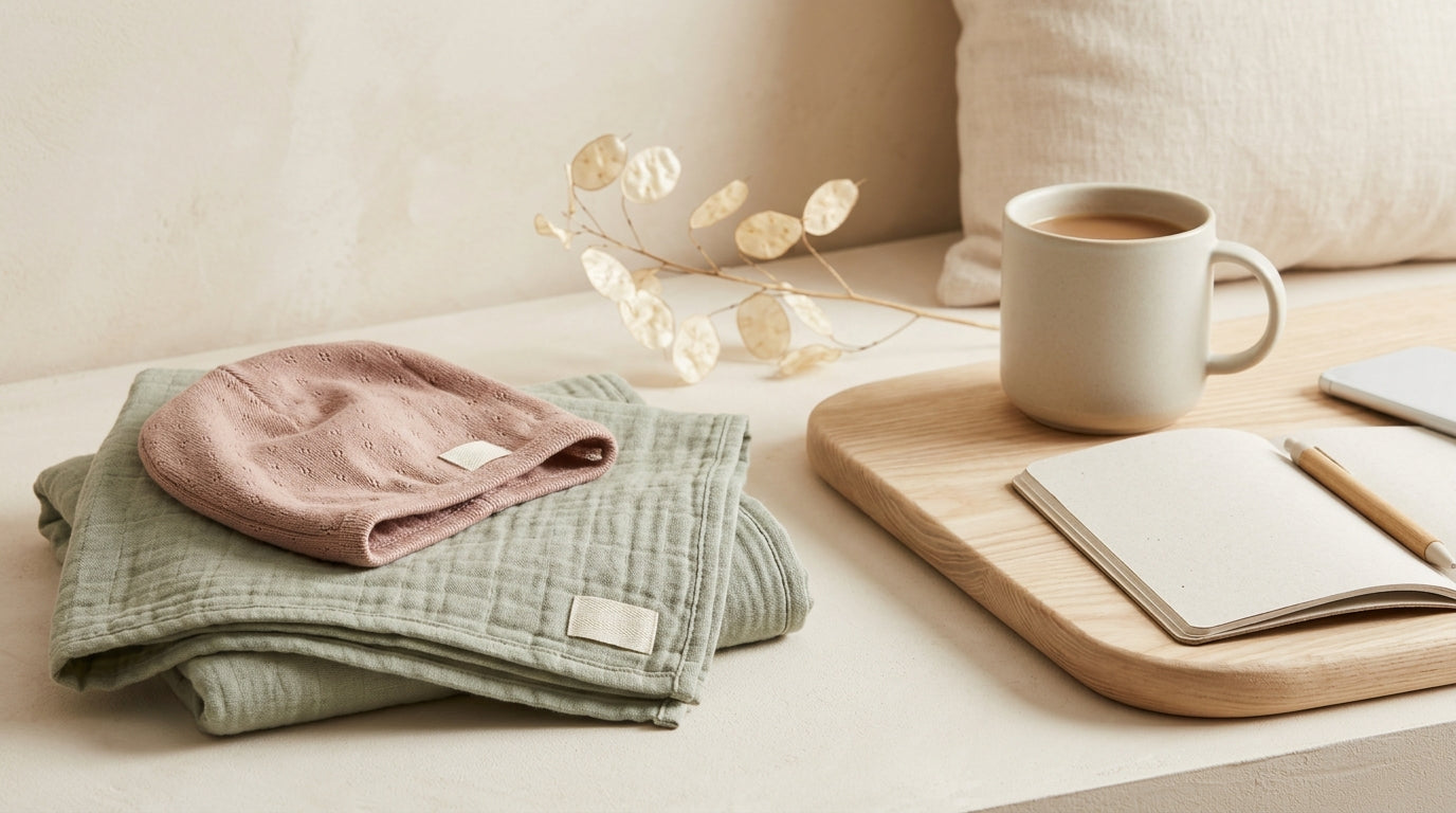 Stressed dad in a hospital room holding an 11-month-old baby while researching whimsical naming ideas on a smartphone.