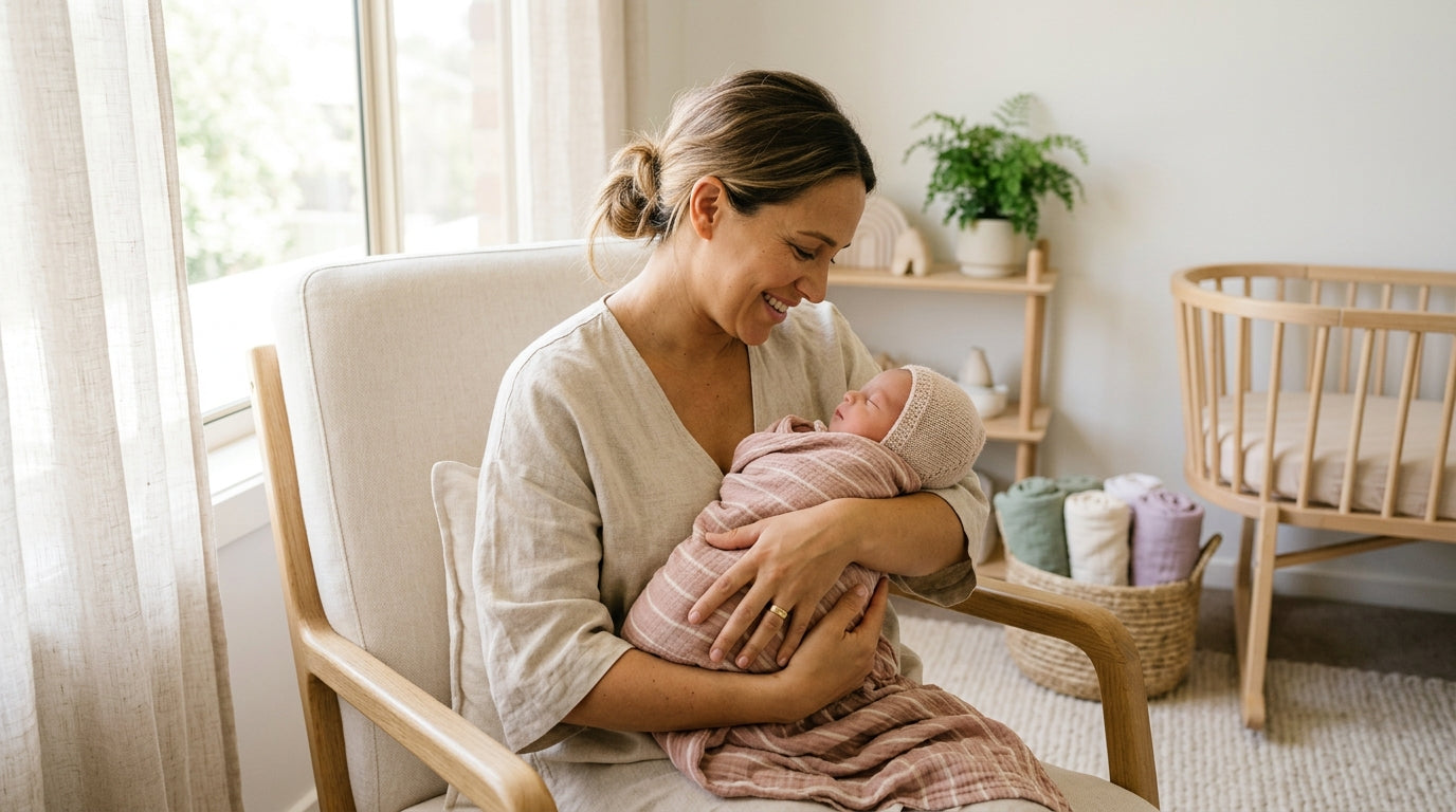 A small infant sleeping safely on a firm flat mattress without blankets