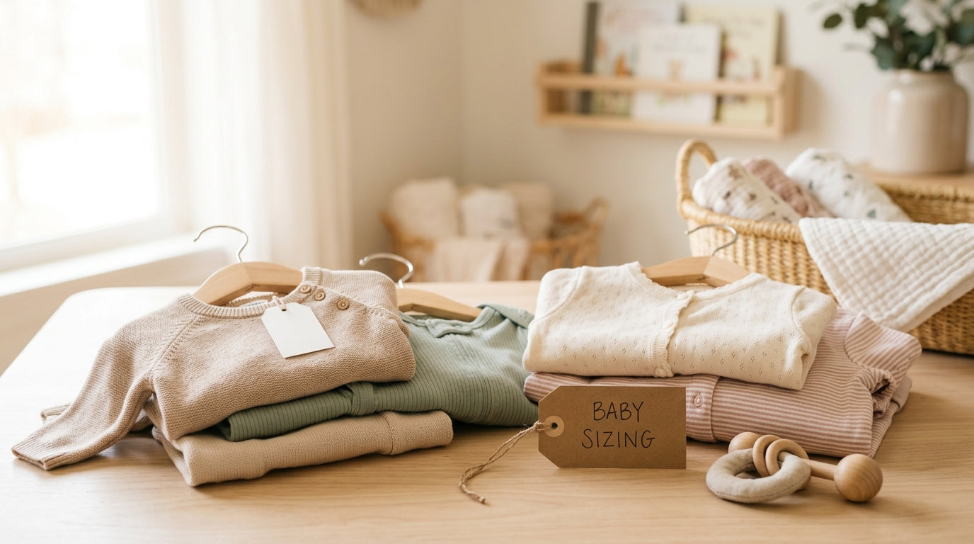 A bewildered dad holding up two drastically different sized six-month baby pants.