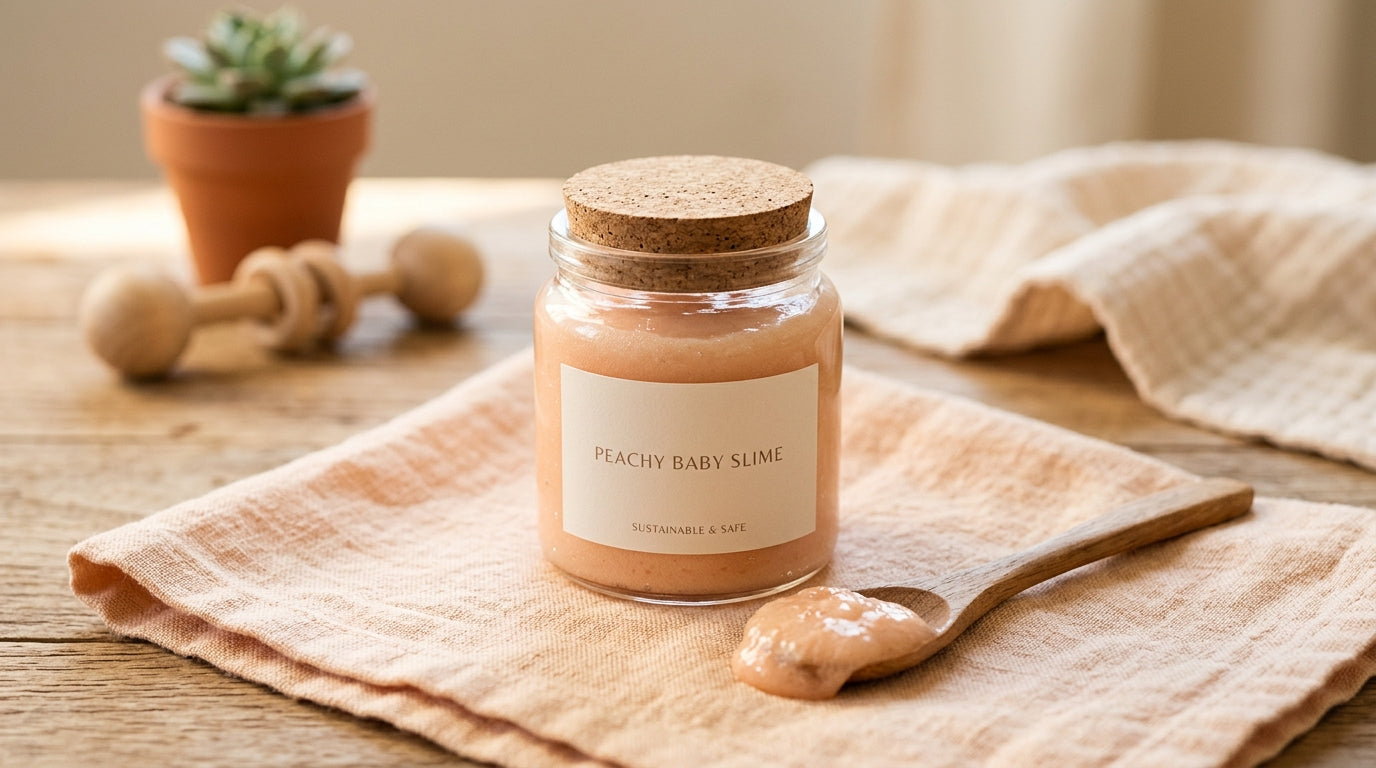 Toddler hands playing with safe silicone toys on a playmat