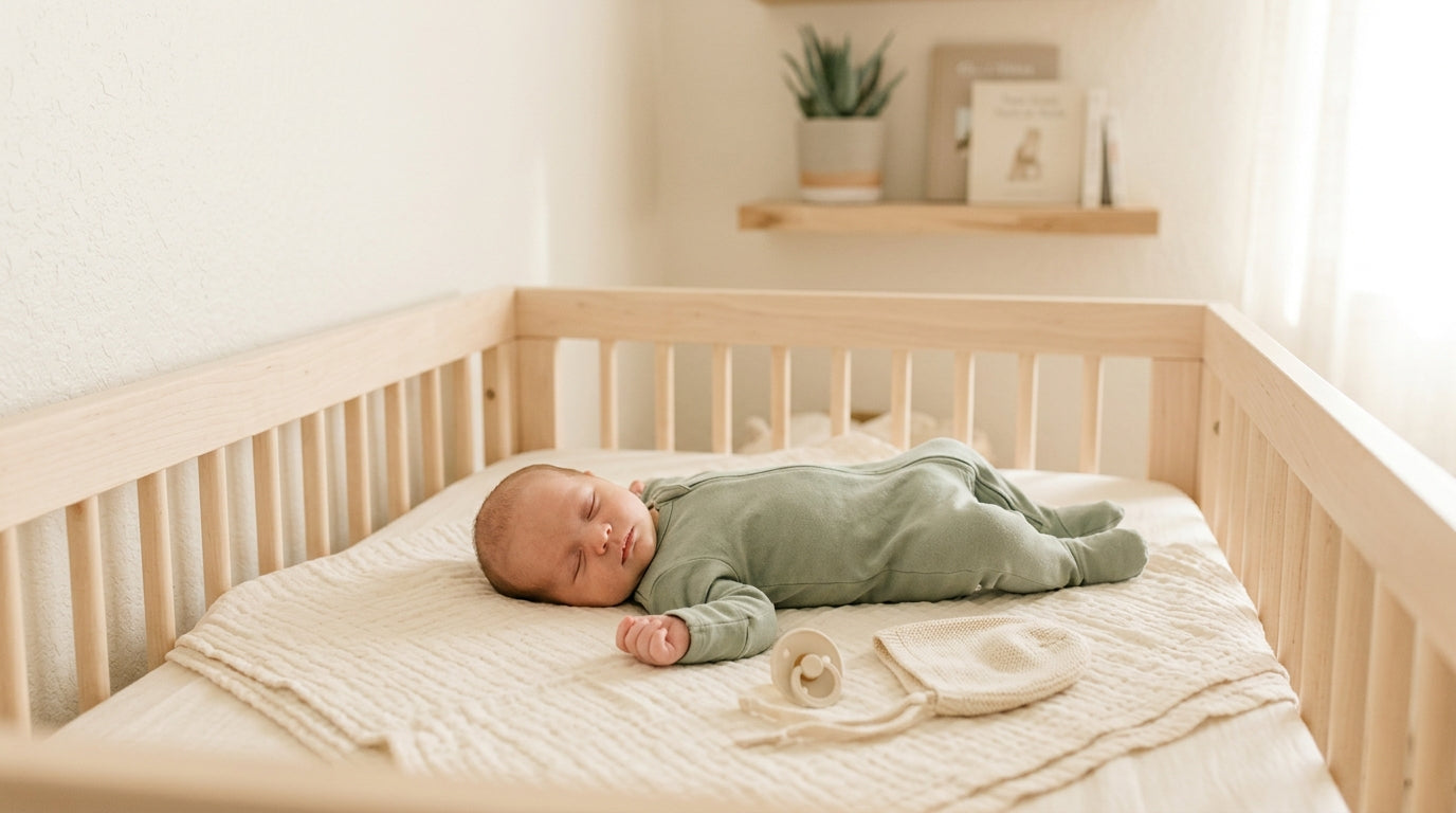 Exhausted dad holding two crying babies while glowing smartphone screen sits on coffee table