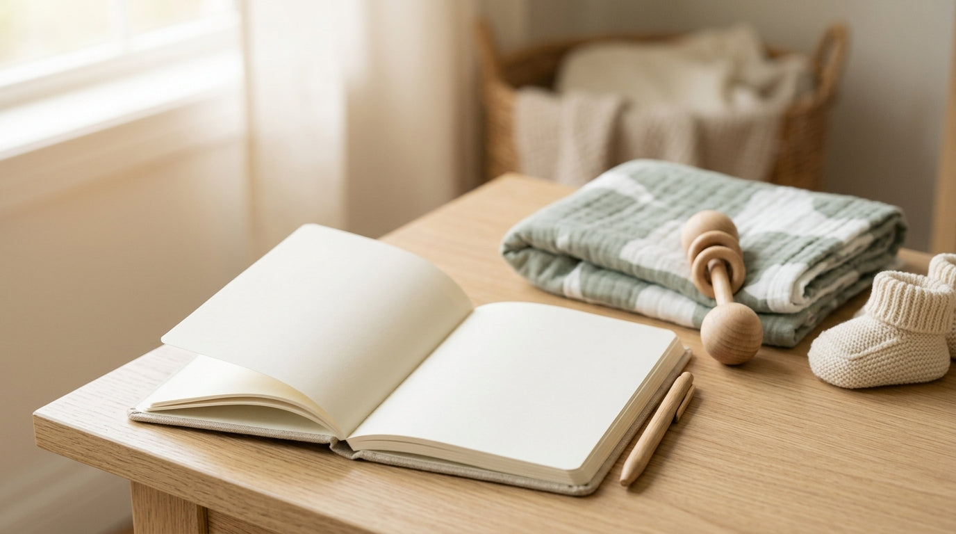 Exhausted dad looking at baby tracking spreadsheets on his phone in a dark room.
