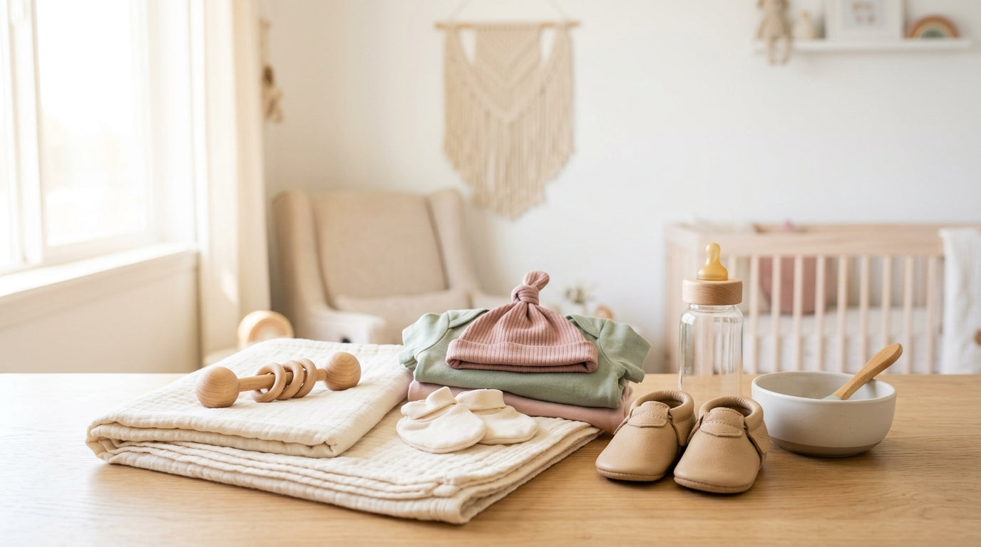 Confused dad pushing a stroller through a retail store aisle