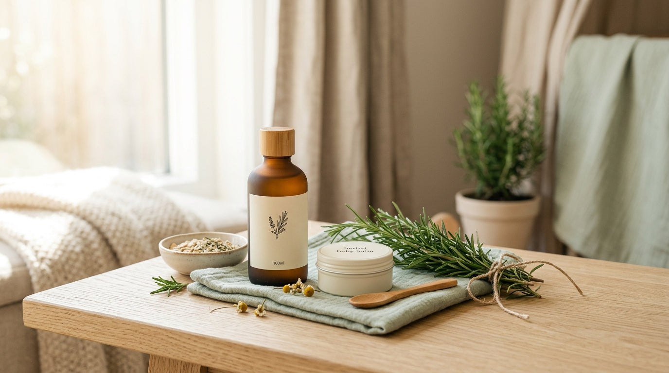 Pediatric nurse checking organic baby skincare ingredients against essential oil risks