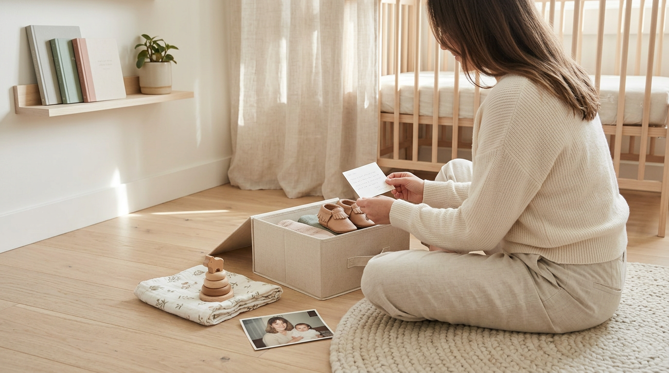 A frustrated dad looking at his phone at 3 AM trying to decipher baby gear search terms.