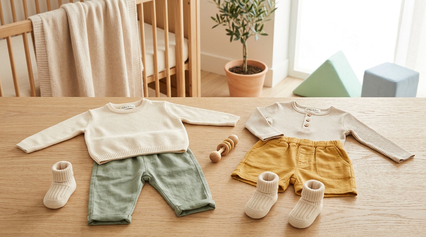 Toddlers wearing durable boys apparel at a chaotic soft play centre