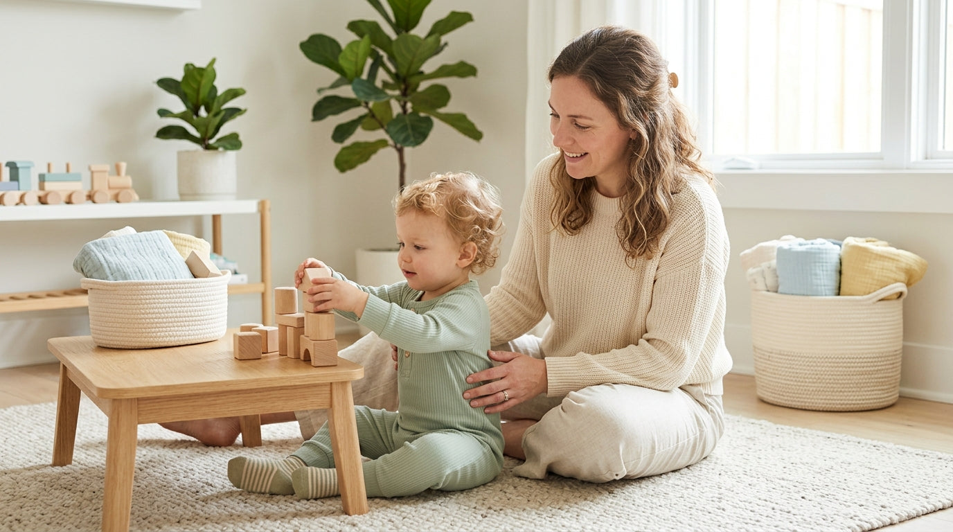 Exhausted dad holding a screaming twin while frantically scrolling through his phone in the dark